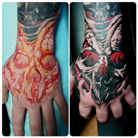 Tattoos - hand skull - 128766